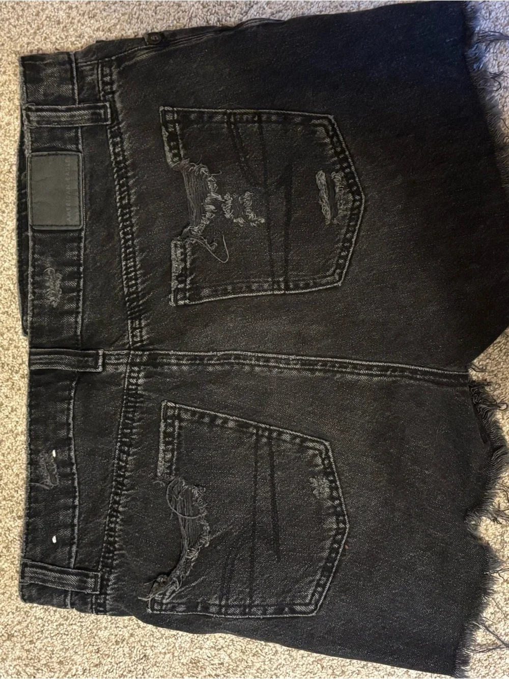 American Eagle Black Distressed High Rise Shorts